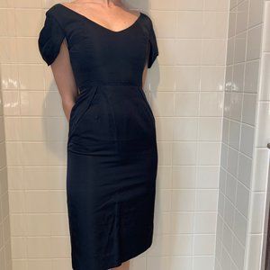 NWT Italian 6267 Black Cotton/Silk Dress Sz 38